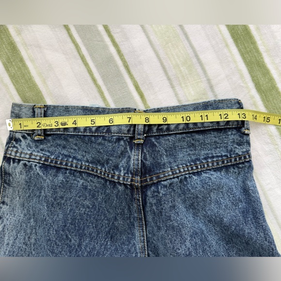 Vintage Space Legs High-Waisted Pleated Blue Denim Jeans - Picture 8 of 9